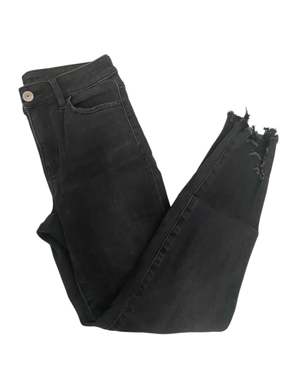 AMERICAN EAGLE BLACK NEXT LEVEL STRETCH DISTRESSED JEANS IN 6 SHORT
